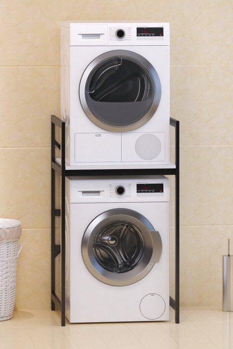 Hanah Home Armario para Lavadora C7 Blanco y Negro 70x116x60 cm